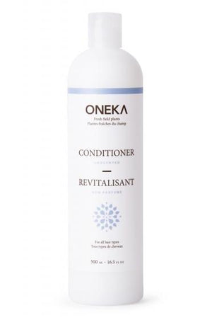 Oneka Unscented Natural Conditioner bottle for gentle, fragrance-free hair hydration and strengthening.