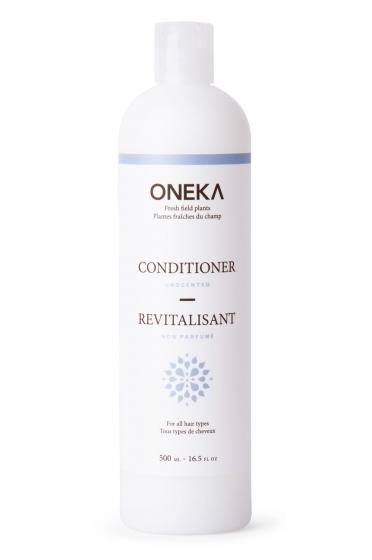 Oneka Unscented Natural Conditioner bottle for gentle, fragrance-free hair hydration and strengthening.