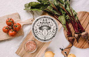 Mushroom Waxed Bowl Cover - Medium 8.5”