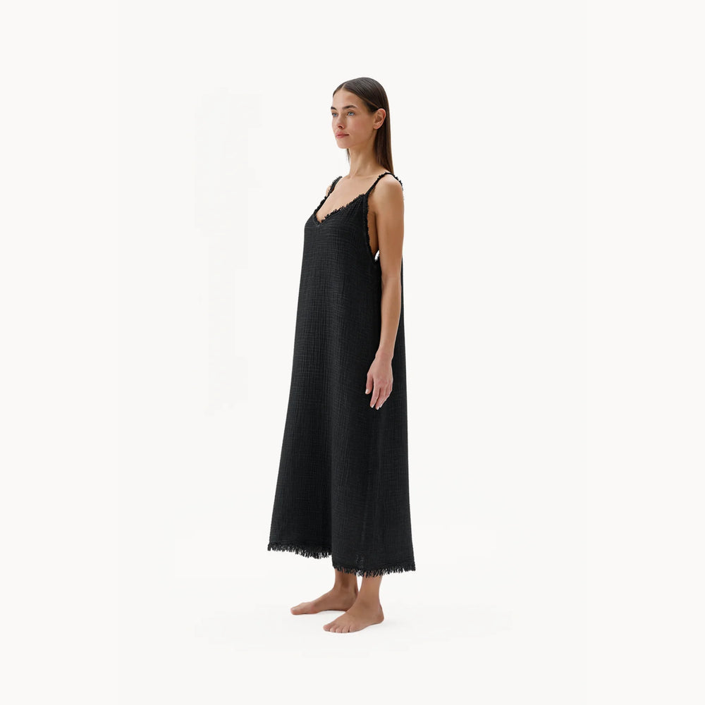 Pokoloko Crinkle Strappy Dress - Black