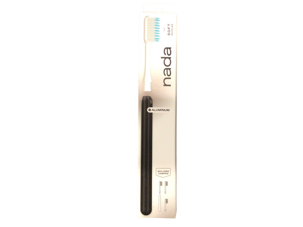 Aluminum Toothbrush with replacement heads - Soft (Black)