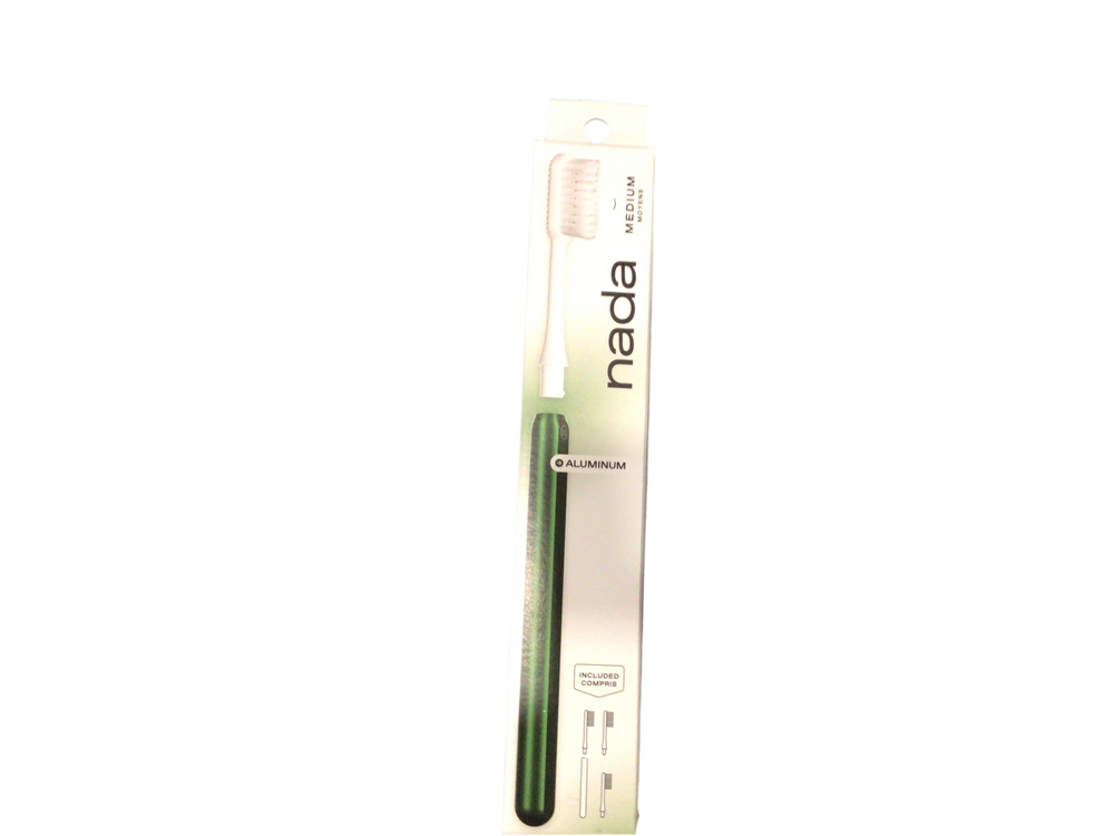 Aluminum Toothbrush with replacement heads - Medium (Green)