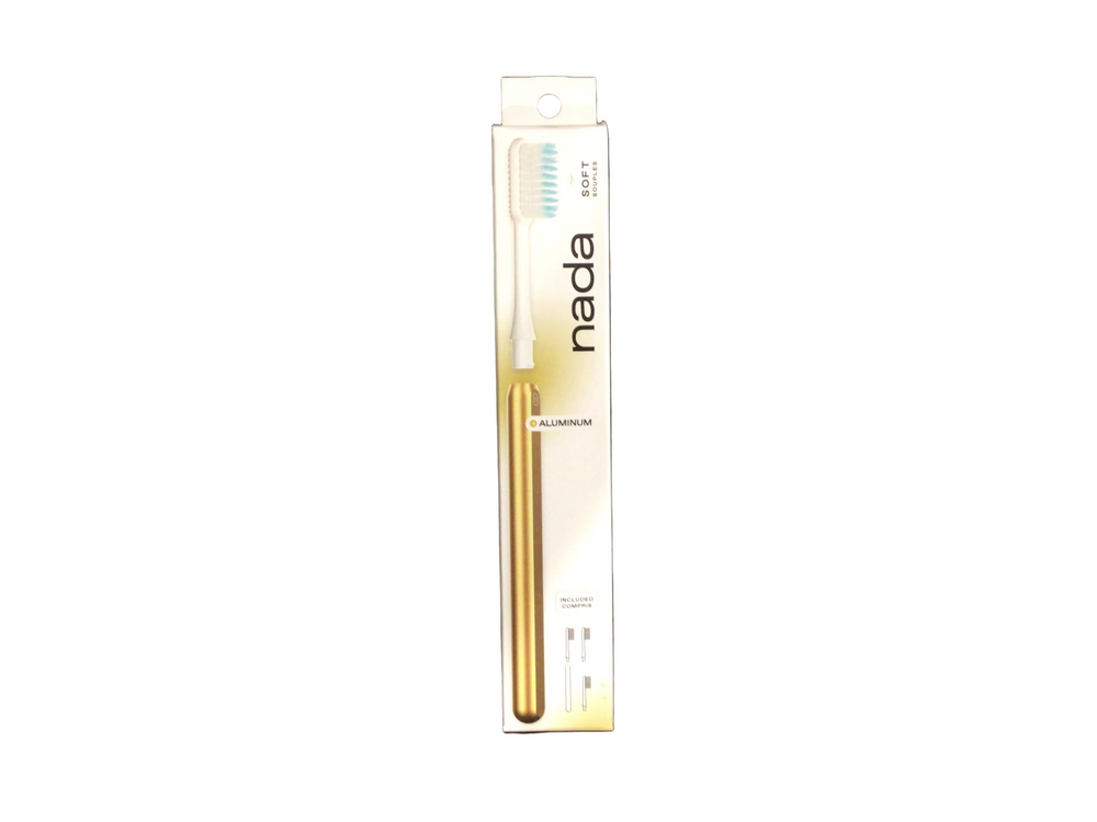 Aluminum toothbrush with replacement heads - Soft (Gold)
