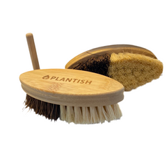 Eco-friendly bamboo vegetable brush with natural bristles for gentle produce cleaning