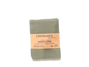 Cheeks Ahoy Cotton Washcloth - set of 3 (sage)