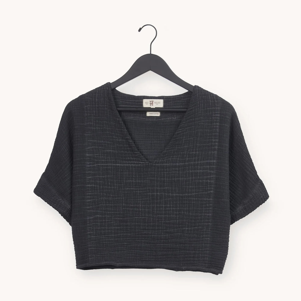 Pokoloko Crinkle Crop Top - Black