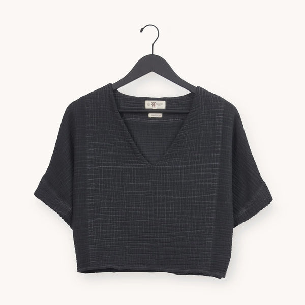 Pokoloko Crinkle Crop Top - Black
