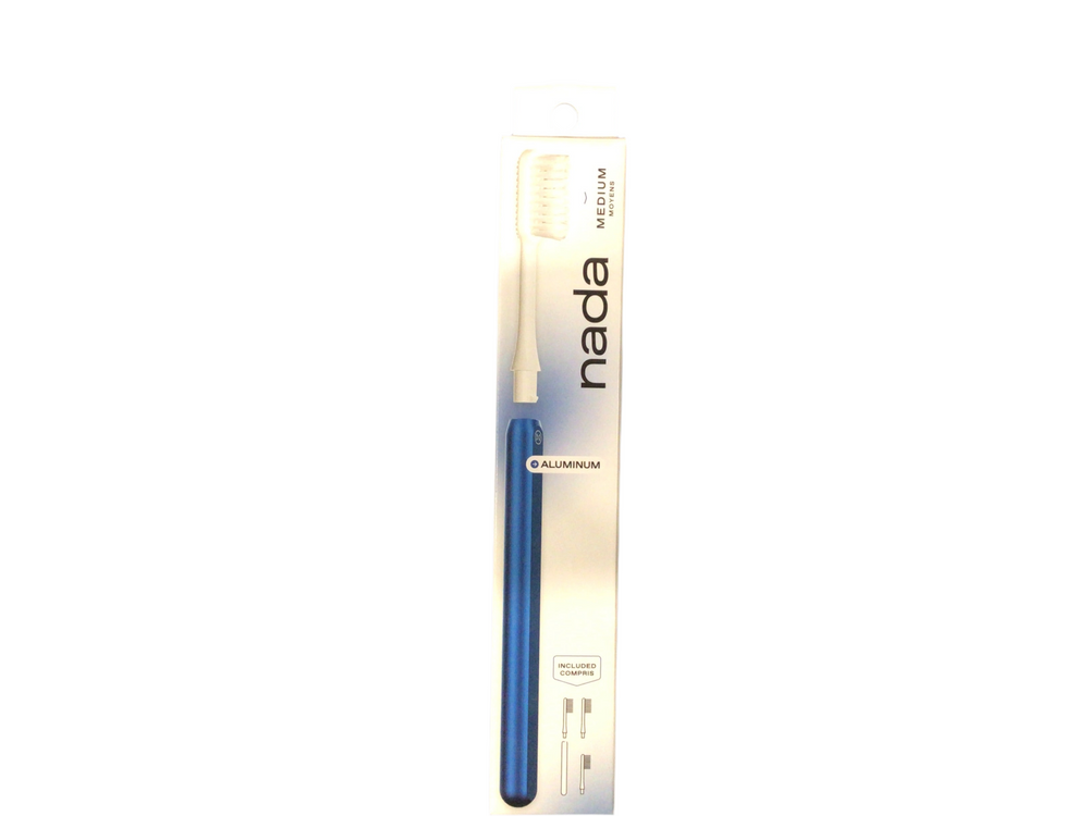 Aluminum Toothbrush with replacement heads - medium (blue)
