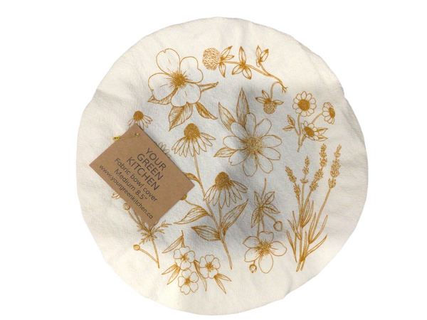 Golden Floral Bowl Cover - Medium 8.5”