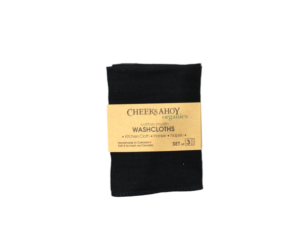 Cheeks Ahoy Cotton Washcloths - set of 3 (black)