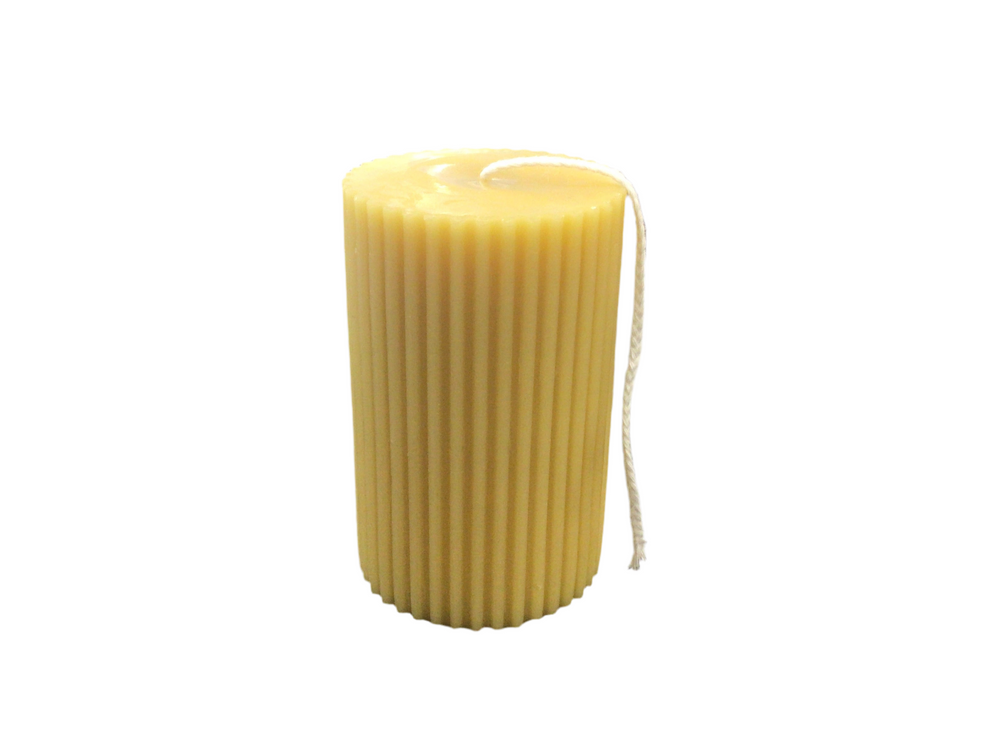 Beeswax Ribbed Pillar Candle