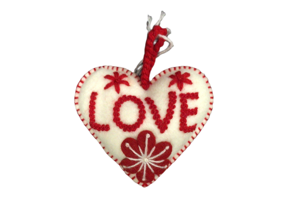 Pokoloko Hand Embroidered Ornament-Love Heart