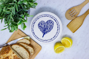 Heart Waxed Bowl Cover - Small 6.5”