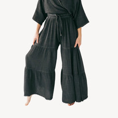Pokoloko Crinkle Skirt Pants - Black