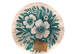 Teal Floral Bowl Cover - Large 10” unwaxed