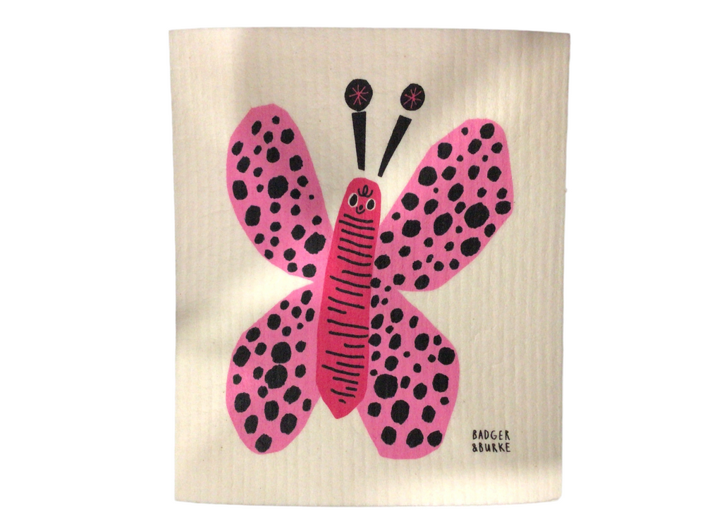 Swedish Sponge Cloth - Pink Butterfly