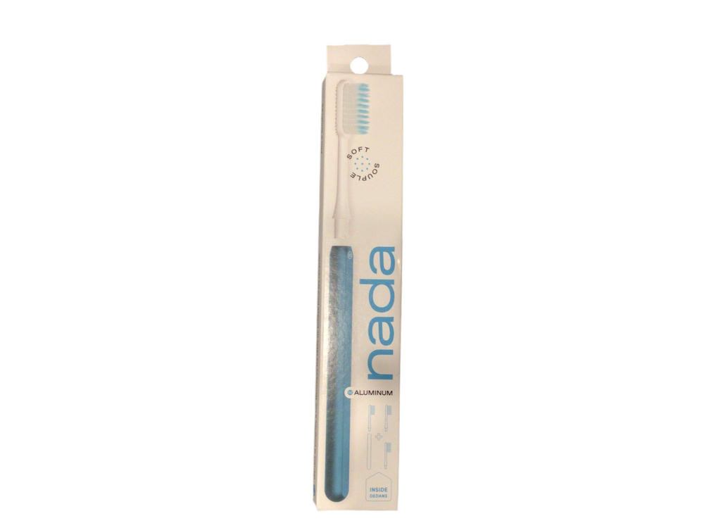 Aluminum toothbrush with replacement heads - soft (blue)