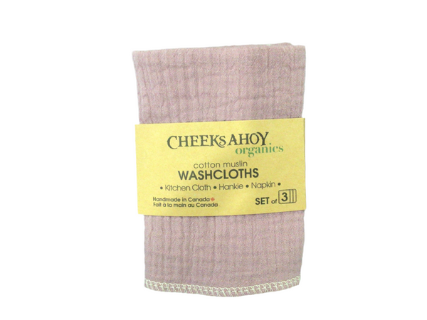 Cheeks Ahoy Cotton Washcloths – Pack of 3 (lilac)