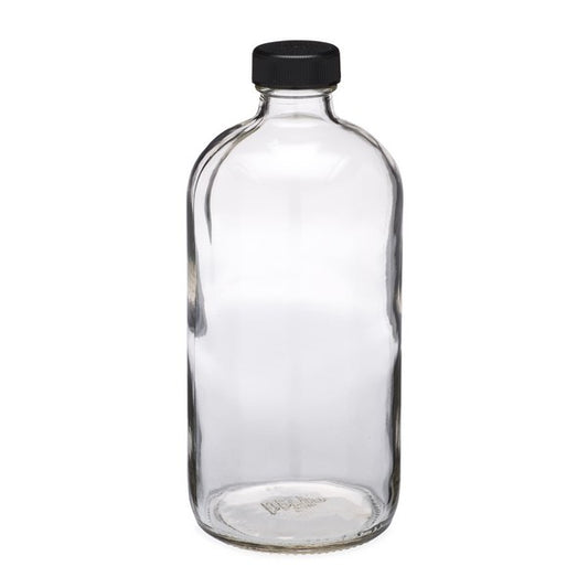 32oz Glass Bottle with Black Lid