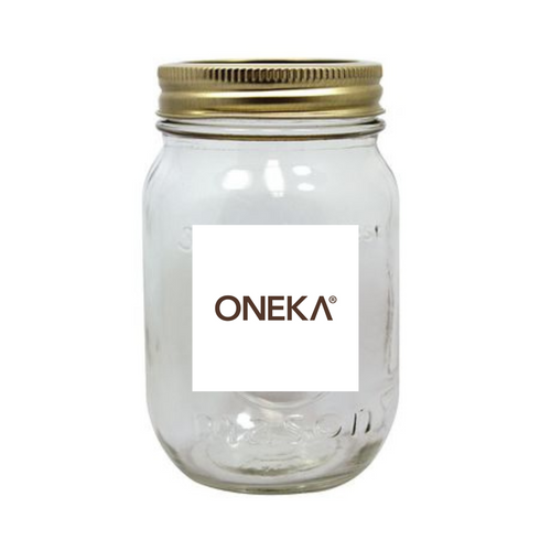 Oneka cedar and sage refill conditioner in eco-friendly glass mason jar with gold lid