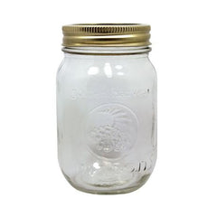 Empty glass jar with gold screw-on lid for REFILL Mouth Wash container
