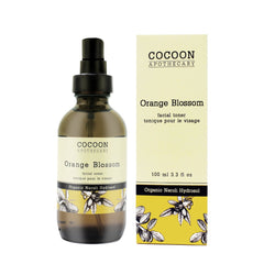 Cocoon Apothecary Orange Blossom Facial Toner bottle and box with organic neroli hydrosol, hydrating and soothing mist for all skin types.