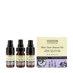Cocoon Apothecary Starter Kit for Normal to Dry Skin with facial cleanser, toner, and cream in travel sizes