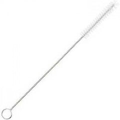 Straw brush cleaner with stainless steel handle and soft nylon bristles for universal straw and spout cleaning.